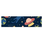 Seamless-pattern-with-funny-aliens-cat-galaxy Oblong Satin Scarf (16  x 60 )