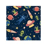 Seamless-pattern-with-funny-aliens-cat-galaxy Square Satin Scarf (30  x 30 )