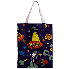 Vector Flat Space Design Background With Text Zipper Classic Tote Bag from ArtsNow.com Front