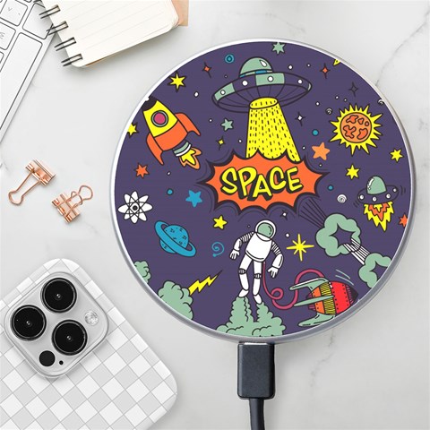 Vector Flat Space Design Background With Text Wireless Fast Charger(White) from ArtsNow.com Front