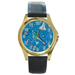 About-space-seamless-pattern Round Gold Metal Watch