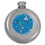 About-space-seamless-pattern Round Hip Flask (5 oz)