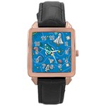About-space-seamless-pattern Rose Gold Leather Watch 
