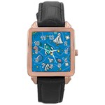 About-space-seamless-pattern Rose Gold Leather Watch 