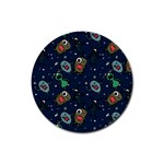 Monster-alien-pattern-seamless-background Rubber Round Coaster (4 pack)