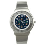 Monster-alien-pattern-seamless-background Stainless Steel Watch