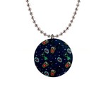 Monster-alien-pattern-seamless-background 1  Button Necklace