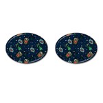 Monster-alien-pattern-seamless-background Cufflinks (Oval)