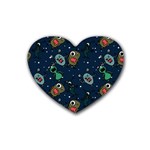 Monster-alien-pattern-seamless-background Rubber Coaster (Heart)