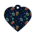 Monster-alien-pattern-seamless-background Dog Tag Heart (Two Sides)