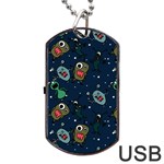 Monster-alien-pattern-seamless-background Dog Tag USB Flash (One Side)