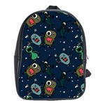 Monster-alien-pattern-seamless-background School Bag (XL)