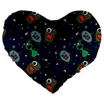 Monster-alien-pattern-seamless-background Large 19  Premium Heart Shape Cushions