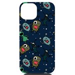 Monster-alien-pattern-seamless-background iPhone 14 Black UV Print Case