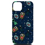 Monster-alien-pattern-seamless-background iPhone 14 Plus Black UV Print Case