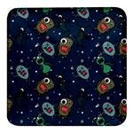 Monster-alien-pattern-seamless-background Square Glass Fridge Magnet (4 pack)