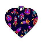 Space-patterns Dog Tag Heart (One Side)