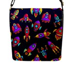 Space-patterns Flap Closure Messenger Bag (L)