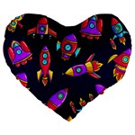 Space-patterns Large 19  Premium Flano Heart Shape Cushions