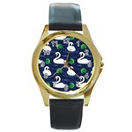 Swan-pattern-elegant-design Round Gold Metal Watch