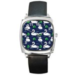 Swan-pattern-elegant-design Square Metal Watch