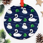 Swan-pattern-elegant-design Round Ornament (Two Sides)