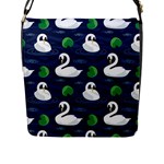 Swan-pattern-elegant-design Flap Closure Messenger Bag (L)