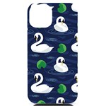 Swan-pattern-elegant-design iPhone 14 Black UV Print Case