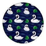 Swan-pattern-elegant-design Round Glass Fridge Magnet (4 pack)