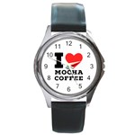 I love mocha coffee Round Metal Watch