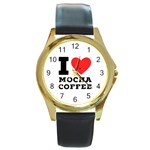 I love mocha coffee Round Gold Metal Watch