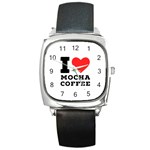 I love mocha coffee Square Metal Watch