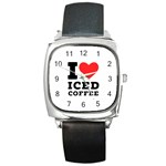 I love iced coffee Square Metal Watch