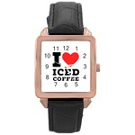 I love iced coffee Rose Gold Leather Watch 