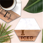 I love iced coffee Marble Wood Coaster (Hexagon) 