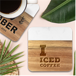 I love iced coffee Marble Wood Coaster (Square)