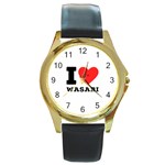 I love wasabi Round Gold Metal Watch