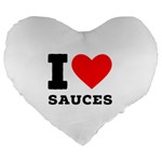 I love sauces Large 19  Premium Heart Shape Cushions