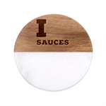 I love sauces Classic Marble Wood Coaster (Round) 