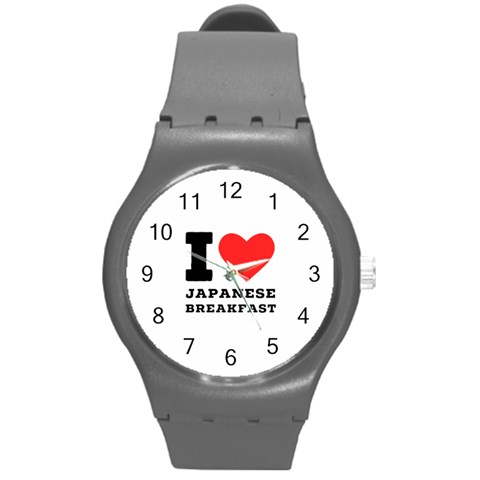 I love Japanese breakfast  Round Plastic Sport Watch (M) from ArtsNow.com Front