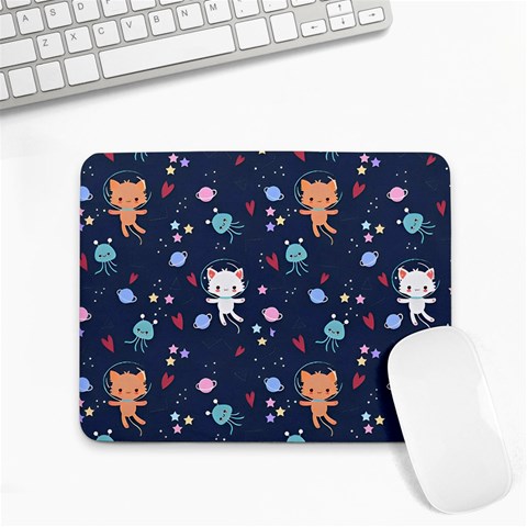 Cute Astronaut Cat With Star Galaxy Elements Seamless Pattern Small Mousepad from ArtsNow.com Front