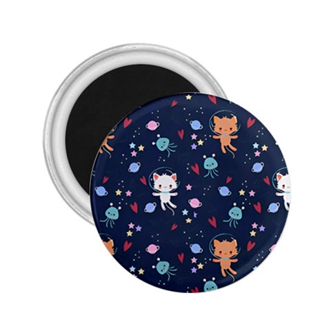 Cute Astronaut Cat With Star Galaxy Elements Seamless Pattern 2.25  Magnets from ArtsNow.com Front