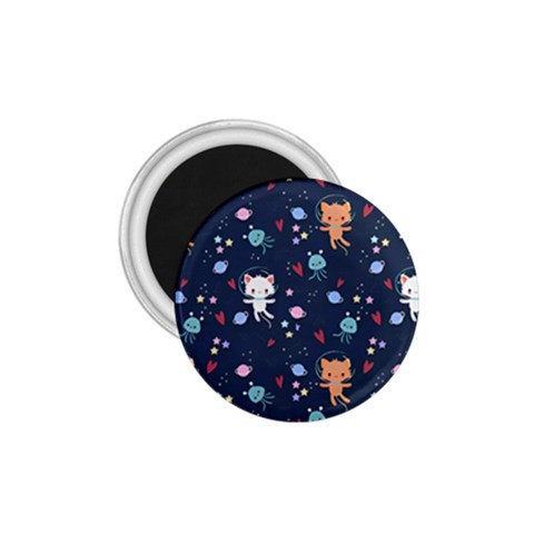 Cute Astronaut Cat With Star Galaxy Elements Seamless Pattern 1.75  Magnets from ArtsNow.com Front