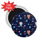 Cute Astronaut Cat With Star Galaxy Elements Seamless Pattern 2.25  Magnets (100 pack) 