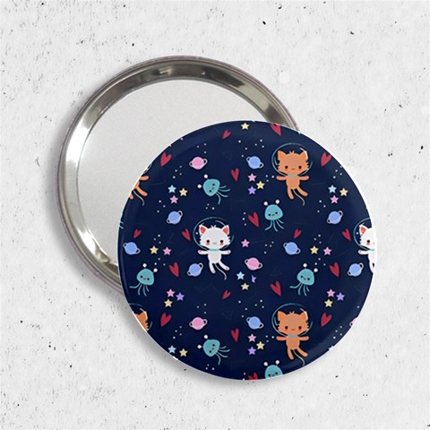 Cute Astronaut Cat With Star Galaxy Elements Seamless Pattern 2.25  Handbag Mirrors from ArtsNow.com Front