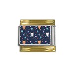 Cute Astronaut Cat With Star Galaxy Elements Seamless Pattern Gold Trim Italian Charm (9mm)