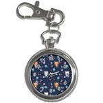 Cute Astronaut Cat With Star Galaxy Elements Seamless Pattern Key Chain Watches