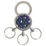 Cute Astronaut Cat With Star Galaxy Elements Seamless Pattern 3-Ring Key Chain