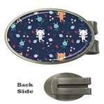 Cute Astronaut Cat With Star Galaxy Elements Seamless Pattern Money Clips (Oval) 