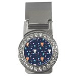 Cute Astronaut Cat With Star Galaxy Elements Seamless Pattern Money Clips (CZ) 